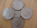 Bolsa 5 monedas 5 PESETAS 1949 estrella 50, Franco cabezón, níquel, calidad MBC
