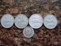 Bolsa 5 monedas 10 CNTIMOS 1940-1941-1945-1953-1959, aluminio, en calidad MBC