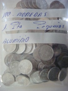 Bolsa 100 monedas 1 PESETA 1989/01, Rey Juan Carlos I, aluminio