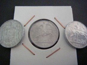 Bolsa 3 monedas 10 CNTIMOS 1941-1945-1953, caballo, aluminio, calidad MBC