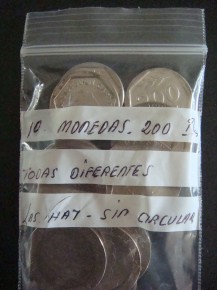 Bolsa 10 monedas 200 PESETAS Rey Juan Carlos I y Modernas, todas de diferentes aos!! en calidad MBC
