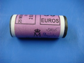 Cartucho 25 monedas de 2 Euros Espaa 2005 Rey, con calidad SC.