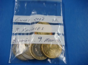Bolsa Ao Completo 2007 (8 valores, 9 monedas), Euros Espaa, SC